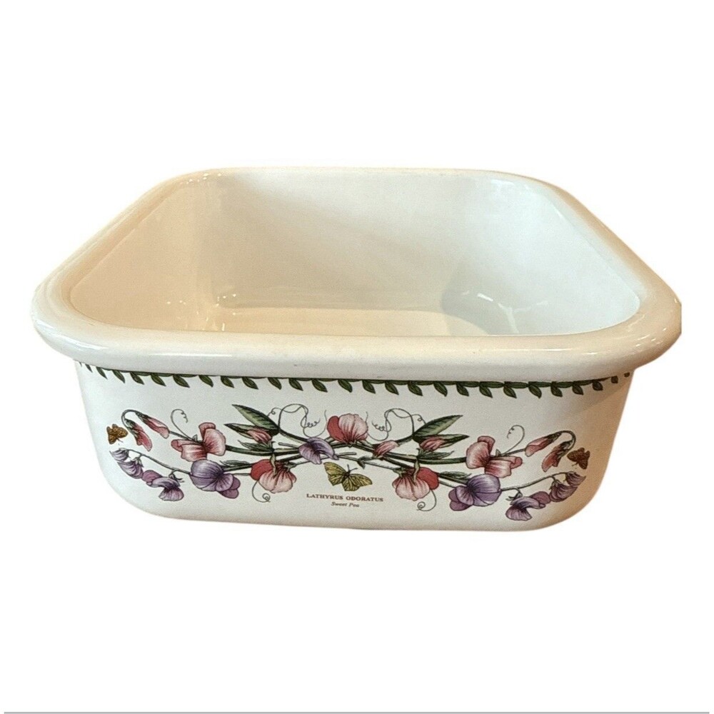Portmeirion Botanic Garden Square Container Dish‎ 6 In. Sweat Pea